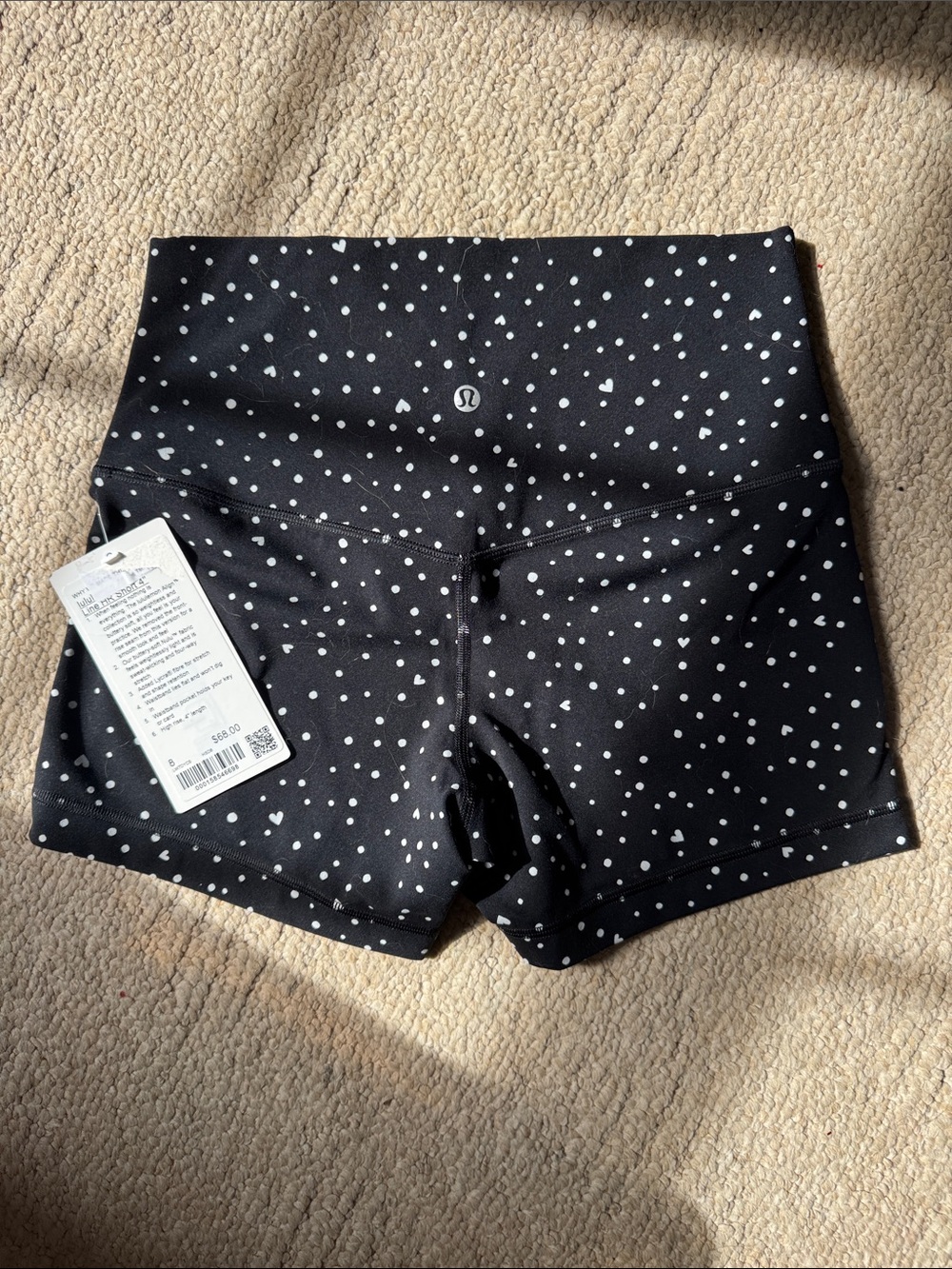 Lululemon Align No Line High Rise Short 4” Size 8 Heart Scatter Dot White Black - Picture 3 of 3